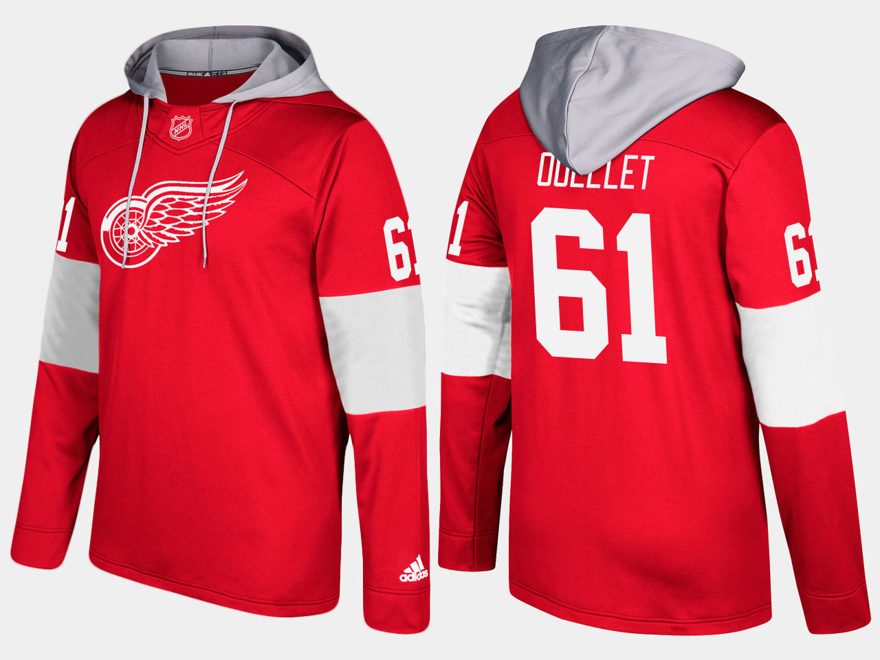 NHL Men Detroit red wings xavier ouellet  red hoodie->detroit red wings->NHL Jersey